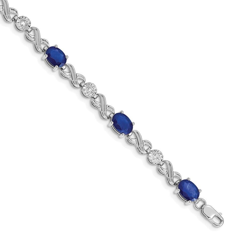 14k White Gold Diamond And Sapphire Infinity Bracelet